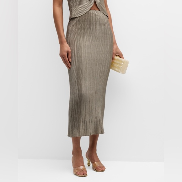cult gaia Dresses & Skirts - NWT Cult Gaia Kylii Pleated Satin Women’s Midi Skirt Small